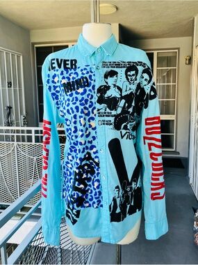Upcycled Punk Graphic Button Down Shirt (One of a Kind)